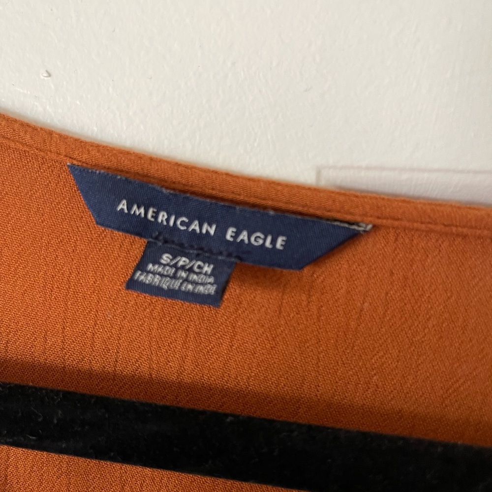 American eagle long sleeve burnt orange boho top size small